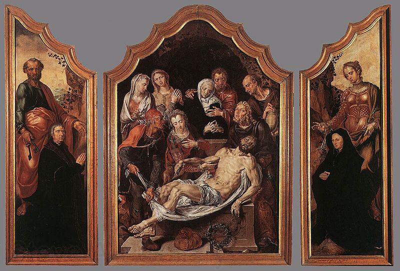 Maarten van Heemskerck Triptych of the Entombment Spain oil painting art